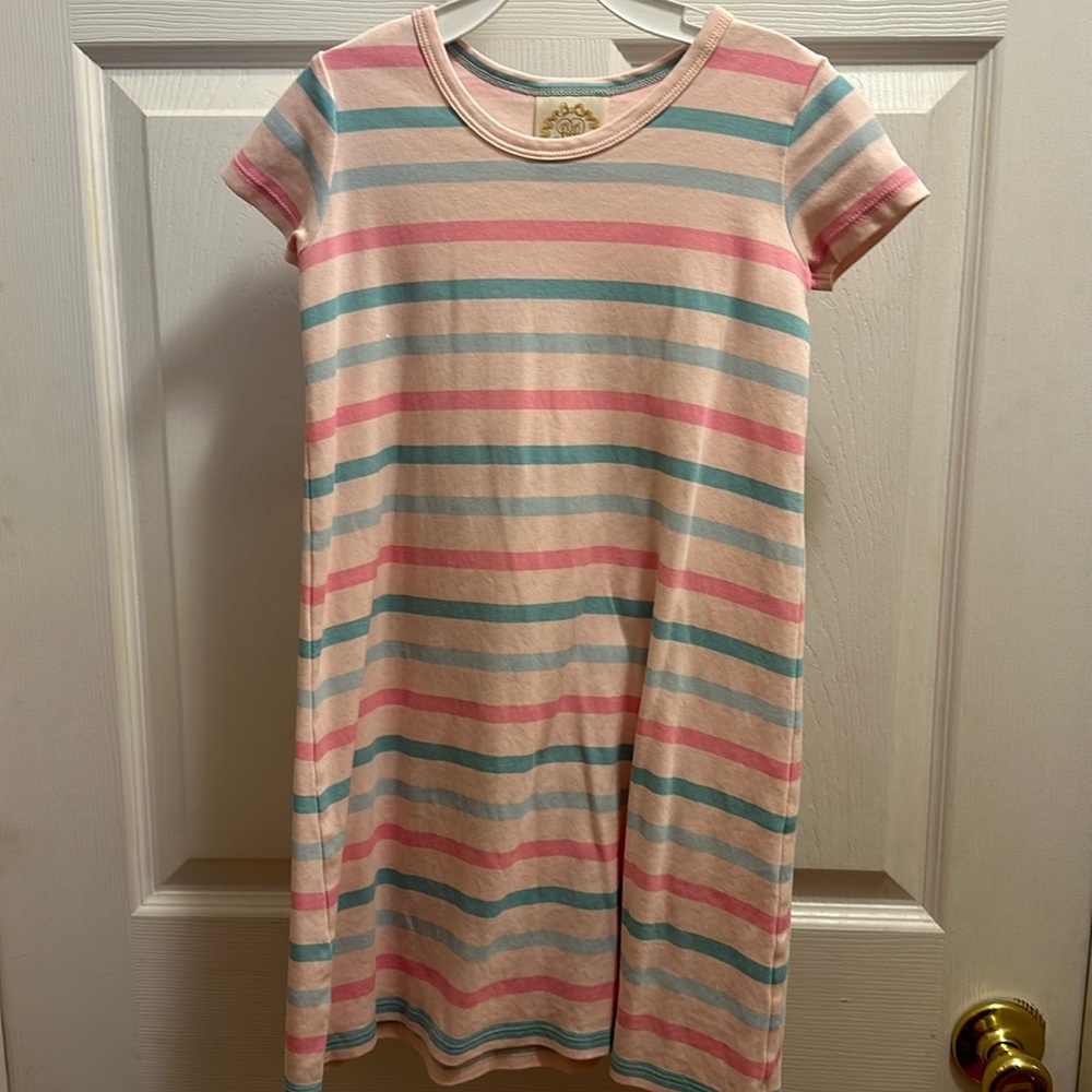 Pink striped dress girl size 9